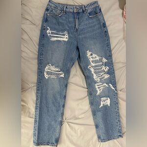 American Eagle mom jeans in a light wash with ripped detailing